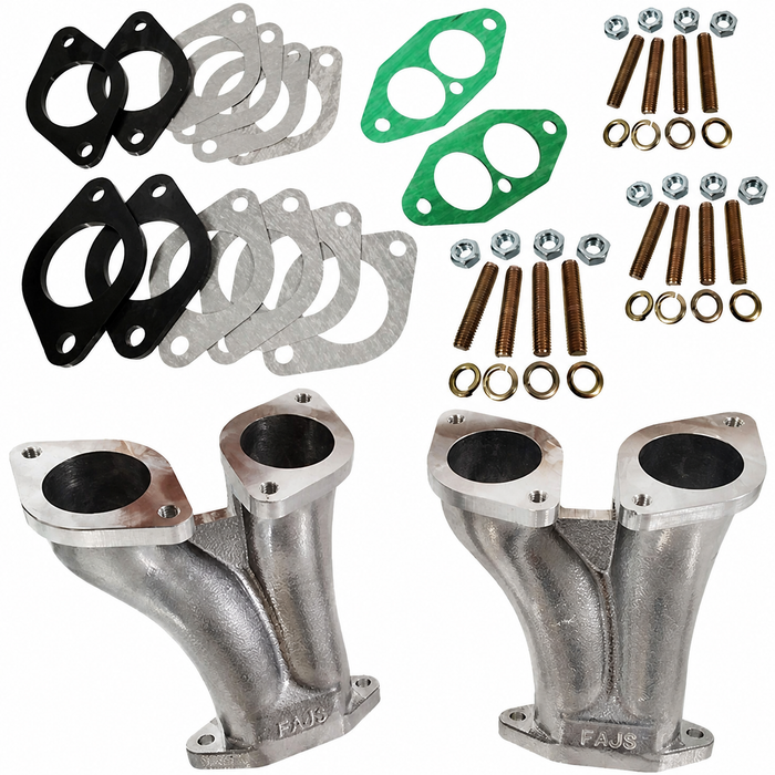 C10-47-7334 - CIP1 EXCLUSIVE - OFF-SET DUAL IDF/HPMX MANIFOLD KIT WITH GASKETS AND HARDWARE - ALL BEETLE STYLE T1 UPRIGHT 1600CC STYLE ENGINES - SOLD SET