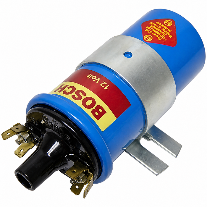 BOS-00012 - 043-905-115-C - 043905115C - 0-221-119-027 - GENUINE BOSCH - LIMITED AVAILABILITY - 12 VOLT ORIGINAL BLUE COIL - WITH BRACKET - 3.4 OHMS - ALL MODELS 67-83 - SOLD EACH