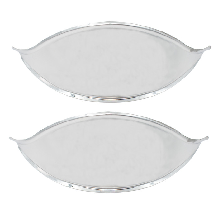 C10-6458 - BD-220 - TOP QUALITY - SMOOTH POLISHED STAINLESS STEEL EYEBROWS - ALL 7 INCH HEADLIGHT MODELS OF BEETLE / GHIA / TYPE-3 / BUS - SOLD PAIR