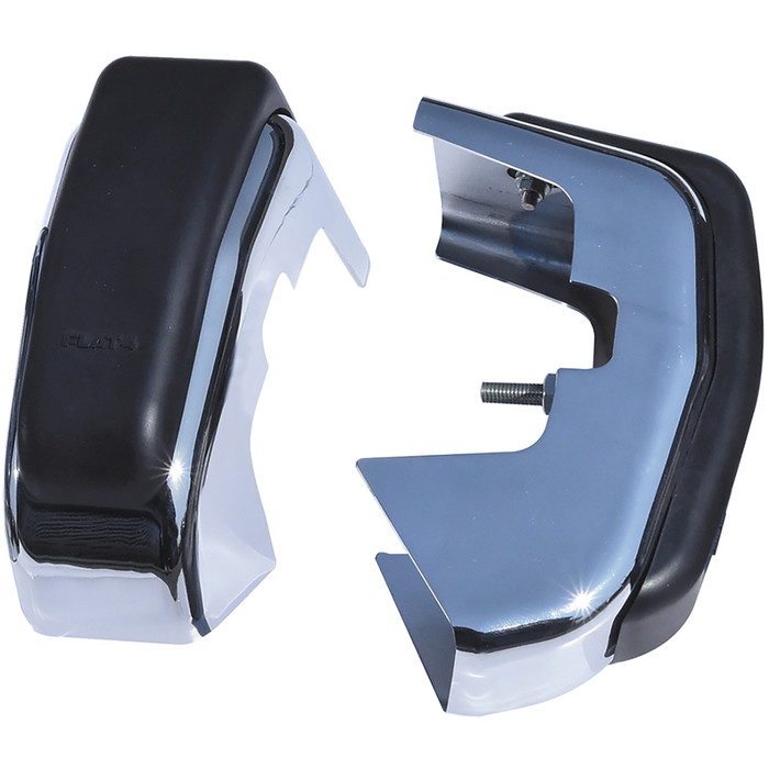 C38-BD-168F - FLAT-4 - LEFT / RIGHT BUMPER GUARDS - FRONT OR REAR BUMPER WITH RUBBER DECO STRIP -  BEETLE 68-73 - SOLD PAIR