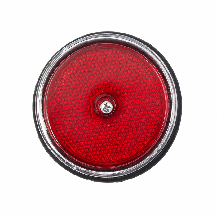 VWC-211-945-557 - 211945557 - REAR SIDE MARKER REFLECTOR ASSEMBLY - RED WITH CHROME BEZEL - WITH FLAT BASE GASKET - LEFT OR RIGHT - CORRECT FOR BUS 68-69 (WILL FIT MOST MODELS UP TO 1971) - SOLD EACH