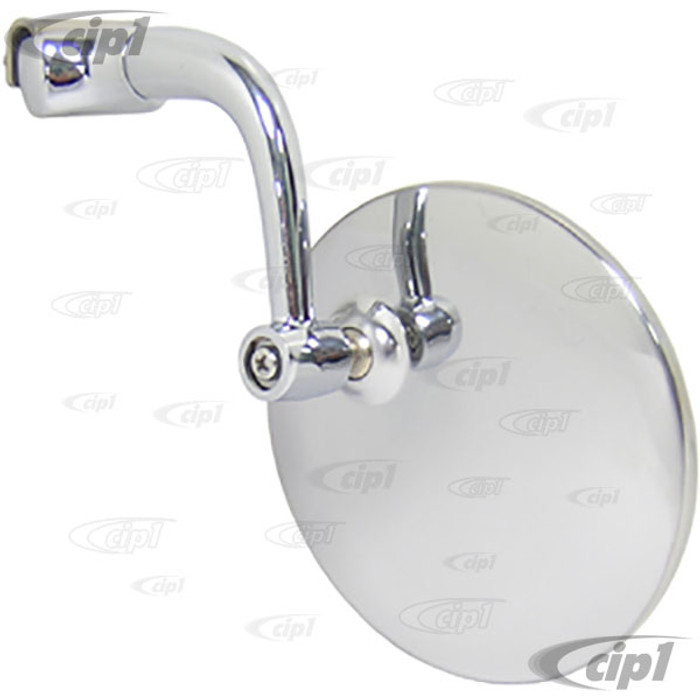 C11-5001-1 - UNIVERSAL 4 INCH ROUND - DRIP RAIL MOUNT MIRROR-STAINLESS STEEL HEAD & CHROME ARM-LEFT OR RIGHT (SEE SPECIAL NOTE ABOUT MOUNTING) - SOLD EACH