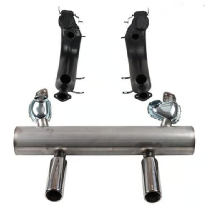 C23-35171S-SPKITWC - SEBRING STYLE - LARGE DIAMETER STAINLESS STEEL MUFFLER KIT WITH HEAT JUNCTION BOXES - 42MM O.D. HEATER BOXES - HIGH-FLOW SPORTS EXHAUST FOR 13-1600CC ENGINE - BEETLE 66-79 - GHIA 66-74 - SOLD KIT