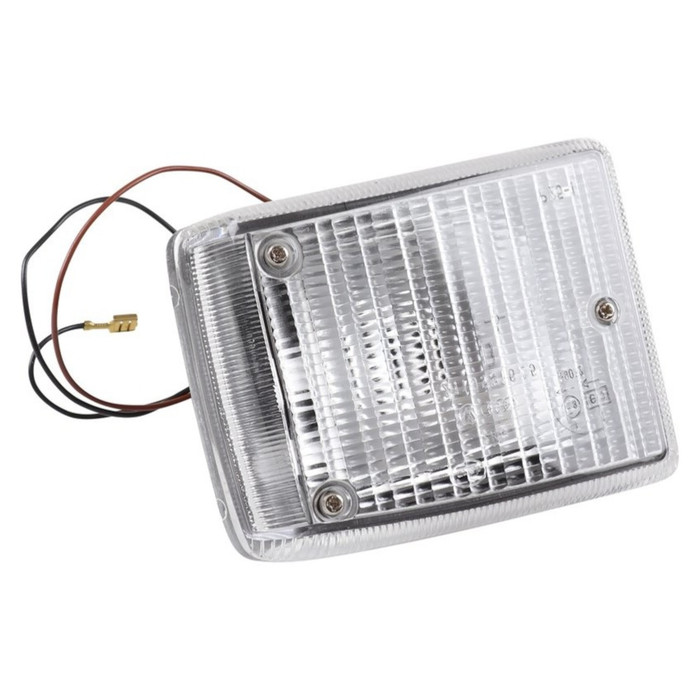 C24-211-953-001-A - 211953051GA - GENUINE VW - COMPLETE FRONT TURN SIGNAL LIGHT ASSEMBLY WITH CLEAR LENS - LEFT -  2 WIRE SINGLE FILAMENT BULB - SEE NOTES - BUS 73-79