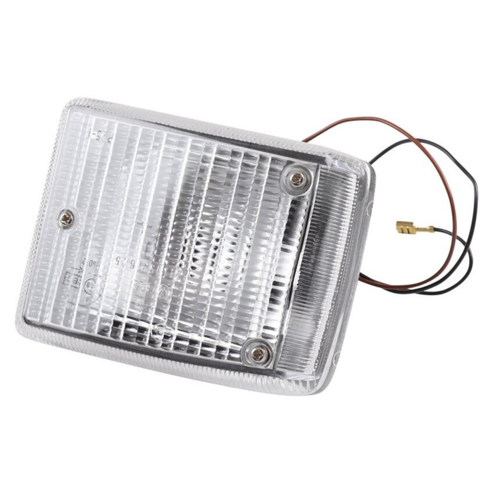 C24-211-953-002-A - 211953052GA - GENUINE VW - COMPLETE FRONT TURN SIGNAL LIGHT ASSEMBLY WITH CLEAR LENS - RIGHT -  2 WIRE SINGLE FILAMENT BULB - SEE NOTES - BUS 73-79