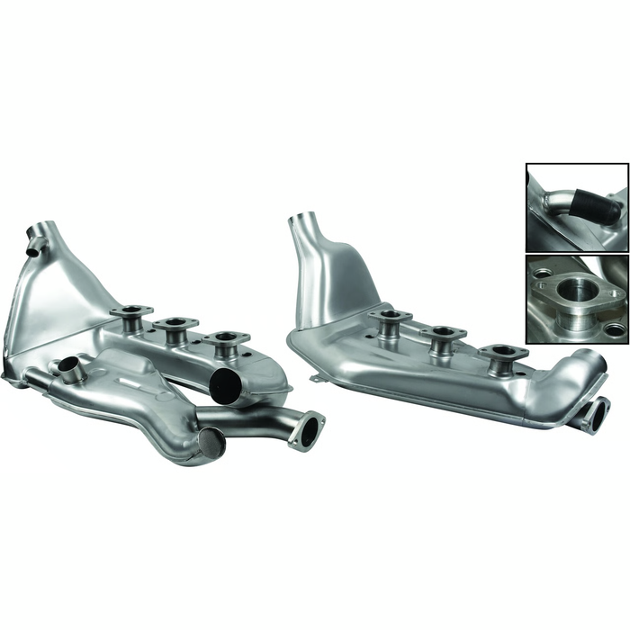 P-91-913SSI - 1623105010 - STAINLESS STEEL HEAT EXCHANGER SET - 38MM O.D. EXHAUST FLANGES - USE WITH FACTORY FUEL INJECTION - LEFT / RIGHT PAIR - PORSCHE 911 71-73 - SOLD PAIR