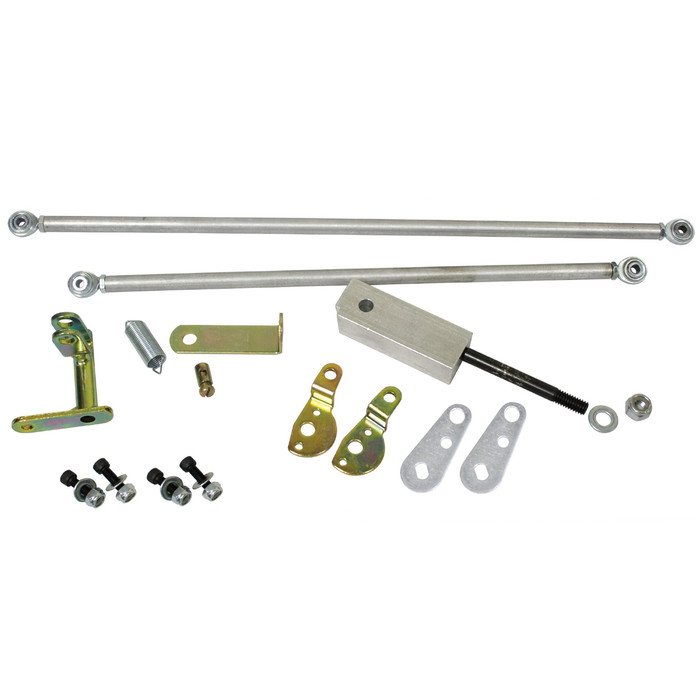 C13-17-2945 - EMPI - UNIVERSAL TWIST LINKAGE WITH BILLET STAND (LINKAGE RODS ARE LEFT/RIGHT HIEMS FOR ULTIMATE ADJUSTABILITY) - FOR USE WITH ALL DUAL WEBER/EMPI/DELLORTO/SOLEX AND BROSOL CARB. KITS - TYPE-1 1600CC BEETLE STYLE ENGINES - SOLD KIT