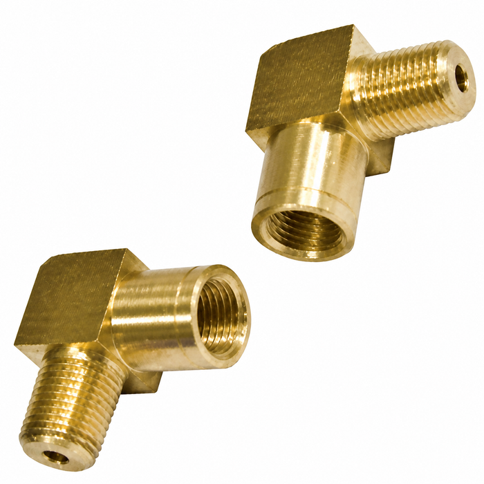 C13-18-1107 - EMPI - CONVERSION BRAKE LINE FITTING - 90 DEGREE MALE 1*/8 INCH NPT TO FEMALE 10MM X 1.0 BUBBLE FLARE - SOLD PAIR