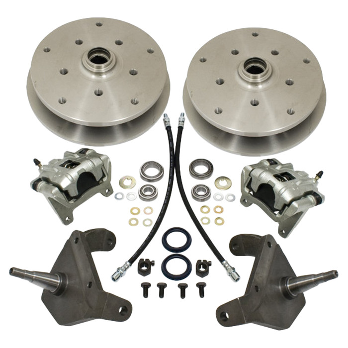 C13-22-2926 - EMPI - 2-1/2 INCH LOWERED/DROPPED SPINDLE DISC BRAKE KIT (NOW DOUBLE DRILLED 5X130MM 14x1.5MM THREAD AND 5X205MM 12x1.5MM THREAD) - BEETLE/GHIA 66-77 WITH BALL-JOINT FROM BEAM - COMPLETE WITH NEW SPINDLES - SOLD KIT