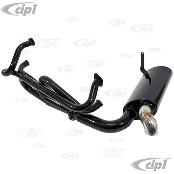 C13-3257 - EMPI - 1-1/2 INCH BLACK (PAINTED) STEEL SIDEFLOW/SIDEWINDER MERGED EXHAUST SYSTEM (FOR STANDARD SLIP JOINT J-TUBES/HEATER BOXES) - BUS 68-71 - SOLD EACH