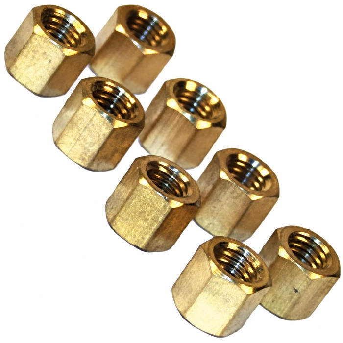 C13-43-6051 - BRASS EXHAUST / INTAKE NUTS 11MM O.D. X 8MM THREAD - SET OF 8 PIECES