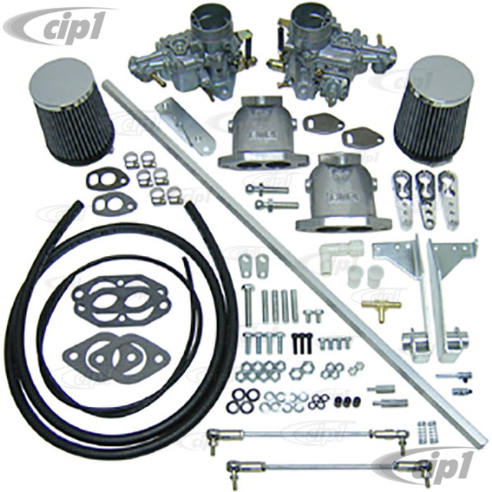 C13-43-7411 - DUAL WEBER 34MM ICT CARB KIT - WITH HEX-BAR LINKAGE - 1600CC BEETLE STYLE DUAL PORT ENGINES - (A30)