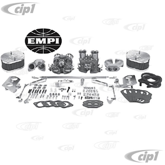 C13-43-9317 - EMPI GENUINE WEBER DELUXE DUAL 40MM IDF CARB KIT WITH HEX BAR LINKAGE (VELOCITY STACKS NOT INCLUDED AS PICTURED) - 1600CC DUAL PORT BEETLE STYLE ENGINE - FITS BEST WITH STOCK FAN SHROUD - ALSO FITS WITH 36HP SHROUD - SOLD KIT