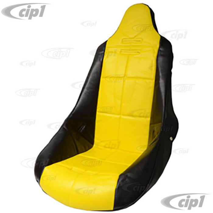 C13-62-2350 - EMPI - POLY HIGH BACK BUCKET SEAT COVER – BLACK WITH YELLOW INSERT – SQUARE PATTERN (FIT ACC-C10-2270 SEAT) - SOLD EACH