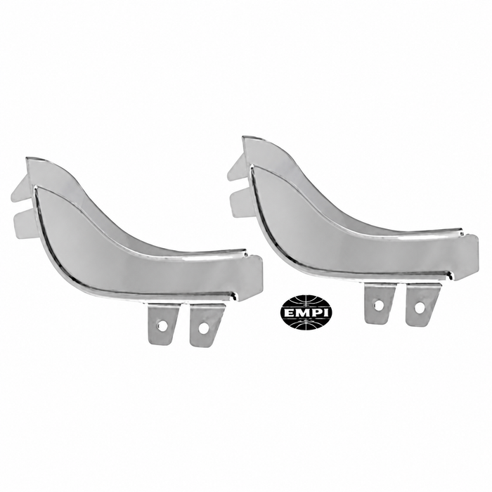C13-6439 - EMPI - STAINLESS STEEL FRONT FENDER GUARDS WITH PLASTIC TRIM - STANDARD BEETLE 46-77 - SOLD PAIR