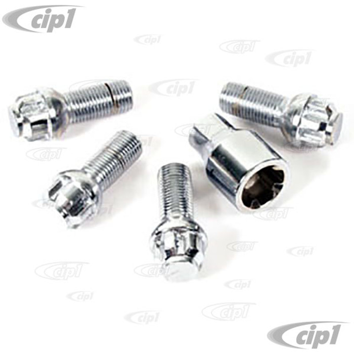 C13-70-2701 - CHROME LOCKING 14MM BOLTS 4 PIECE SET - BALL SEAT STYLE - SUITABLE FOR STEEL WHEELS