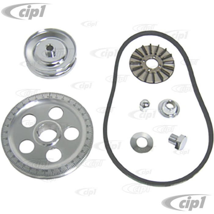 C13-8652 - EMPI -STD SIZE BLACK PULLEY KIT-CRANK/ALTERNATOR/NUTS/BOLTS W/BLACK COVER-12V BUG ENGINES