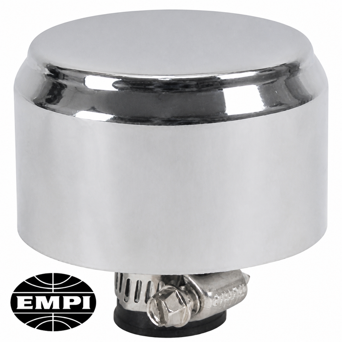 C13-9052 - EMPI -OIL VENT BREATHER WITH CHROME SHIELD - 1/2 INCH MOUNTING HOLE IN CENTER - SOLD EACH