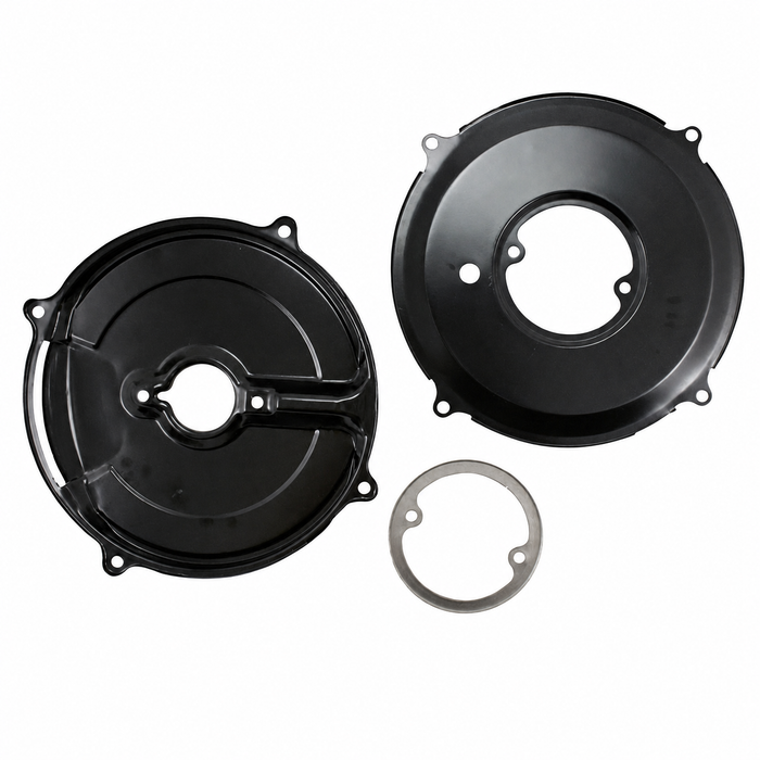 C13-9057 - AC903583B - 3 PIECE BLACK GENERATOR / ALTERNATOR BACKING PLATE KIT - ALL 12 VOLT BEETLE STYLE ENGINES - BEETLE 67-79 - GHIA 67-74 - BUS 67-71 - THING 69-79 - SOLD SET