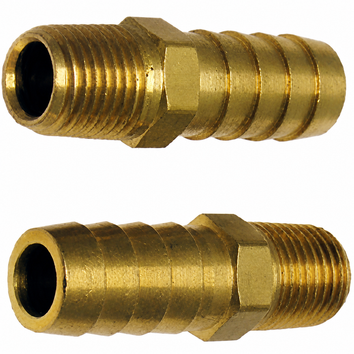 C13-9215 - BRASS 1/2 INCH BARB-TO-1/4 INCH NPT THREAD FITTING - FOR OIL PUMPS ACC-C10-5386E / ACC-C10-5386F / C26-115-165 - SOLD PAIR
