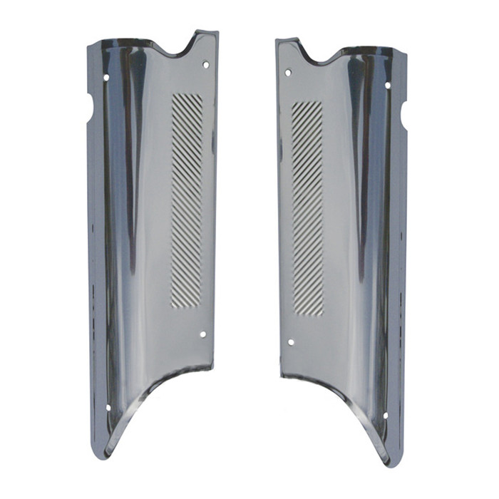 ACC-C10-3773 - EMPI 4578 - FROM GERMANY - PAIR OF HIGHLY POLISHED STAINLESS STEEL LOWER DOOR POST GUARDS/COVERS - BEETLE SEDAN 47-79 - SOLD PAIR