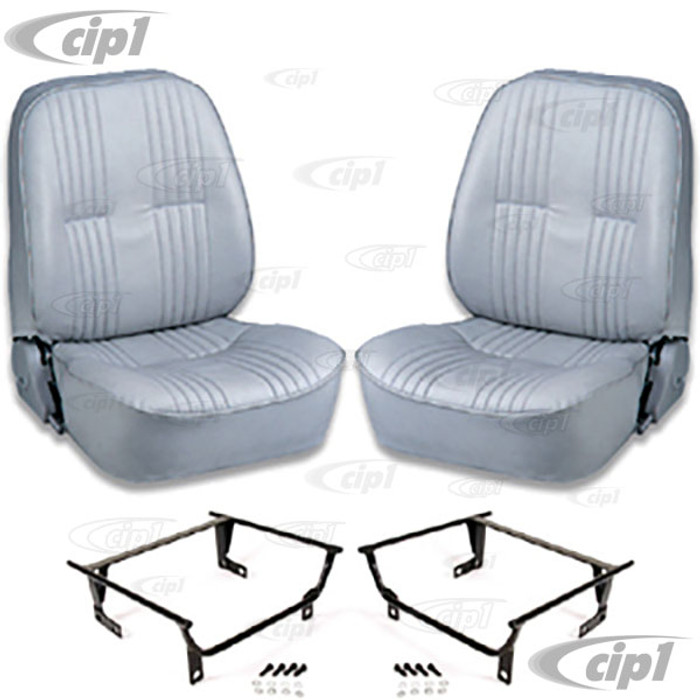 C15-80-1400-52-WA - SCAT LOWBACK RECLINER SEATS W/O HEADREST - GREY VINYL -W/ADAPTERS (SPEC.YEAR/MODEL) PAIR - (A100)