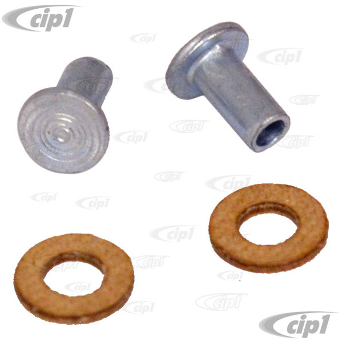 C16-111-648 - (N136612 S00292 111-837-637 111837637) - GERMAN - RIVETS & WASHERS - UPPER VENT PIVOTS - BEETLE/GHIA 52-79 - BUS 53-79 - TYPE-3 62-74 - SOLD 4 PIECE SET