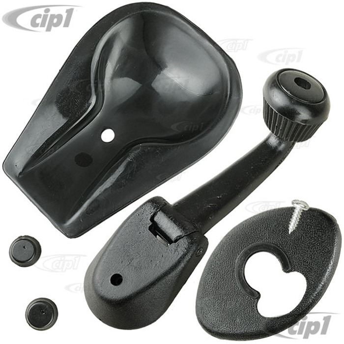 C16-117-167-BLK - (253-877-453 253877453) - BLACK SUNROOF CRANK HANDLE KIT - BEETLE 64-67 / BUS 68-79 / VANAGON 80-91 / TYPE-3 62-67 - SOLD 6 PIECE KIT