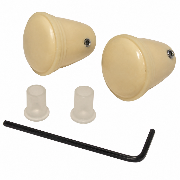 C16-133-544-IV - 113-941-544 - 113941544 - IVORY RADIO KNOBS  -BEETLE 52-67 - BUS 55-67 -GHIA 56-66 -TYPE-3 62-67 - SOLD PAIR