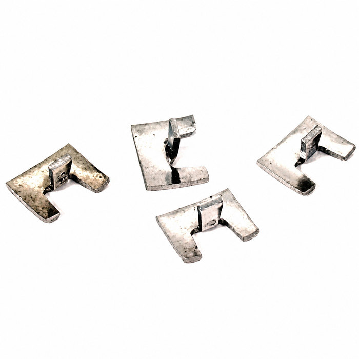 C16-141-195 - 141-943-195-A - 141943195A - LICENSE LIGHT HOUSING CHROME TRIM MOUNTING CLIPS - GHIA 56-74 - SOLD 4 PIECE SET
