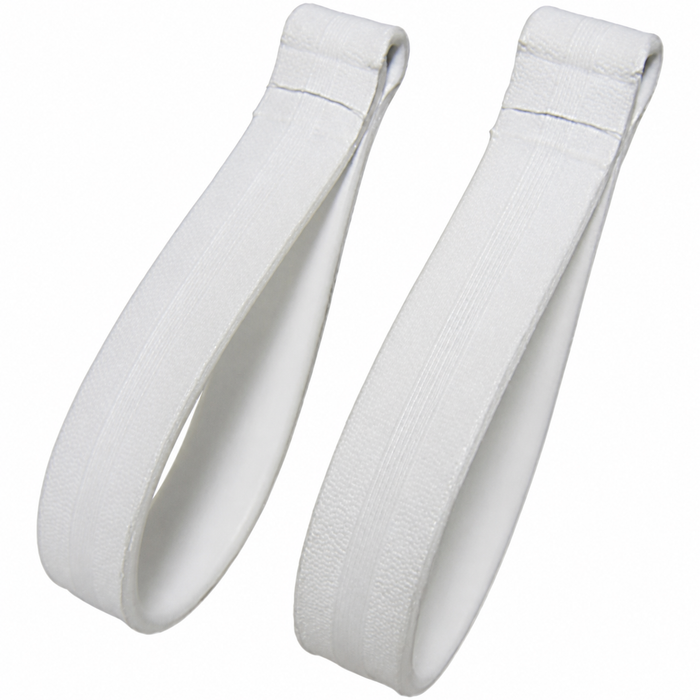 C16-151-611A - (151-857-611A 151857611A) - SHOW QUALITY EXCELLENT PRODUCTION - WHITE ASSIST STRAPS - REAR SEAT AREA - PAIR - BEETLE CONVERTIBLE 54-79 - SOLD PAIR