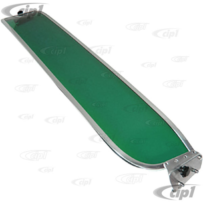 C21-0486-03 - VINTAGE GREEN TINTED SUNVISOR - ALL STD BEETLE- WITH MOUNTING HARDWARE - (A20)