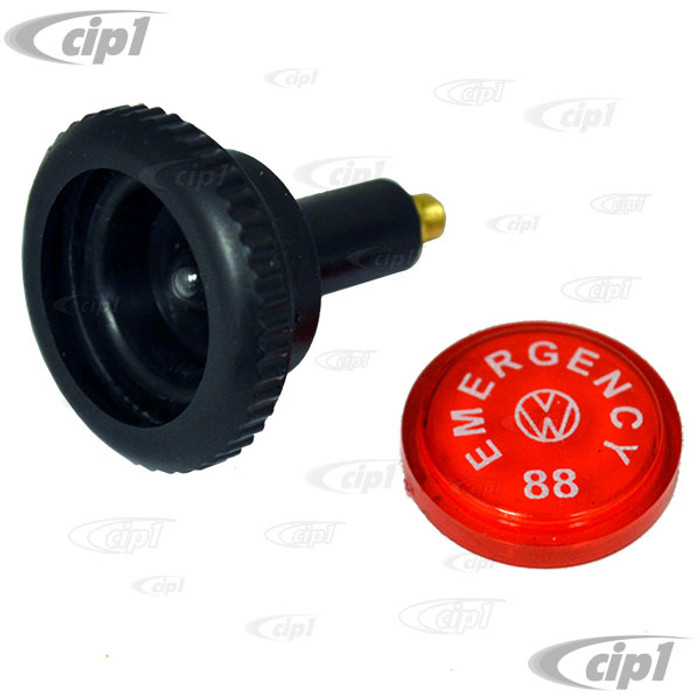 C24-111-953-245-KT - (111953245) OE QUALITY - EMERGENCY FLASHER KNOB KIT WITH LIGHT BULB AND RED LENS (READ SPECIAL NOTE BEFORE PURCHASE) - STD BEETLE 68-77 / SUPER BEETLE 71-72 / GHIA 68-74 / TYPE-3 68-73 - SOLD EACH