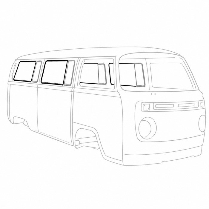 C24-241-845-285-BGR - 241845285 - GENUINE GERMAN - LEFT OR RIGHT - SEAL FOR CENTER OR REAR SIDE WINDOW WITH VENT - WITH GROOVE FOR MOLDING (DELUXE MODELS) - BUS 68-79 - SOLD EACH