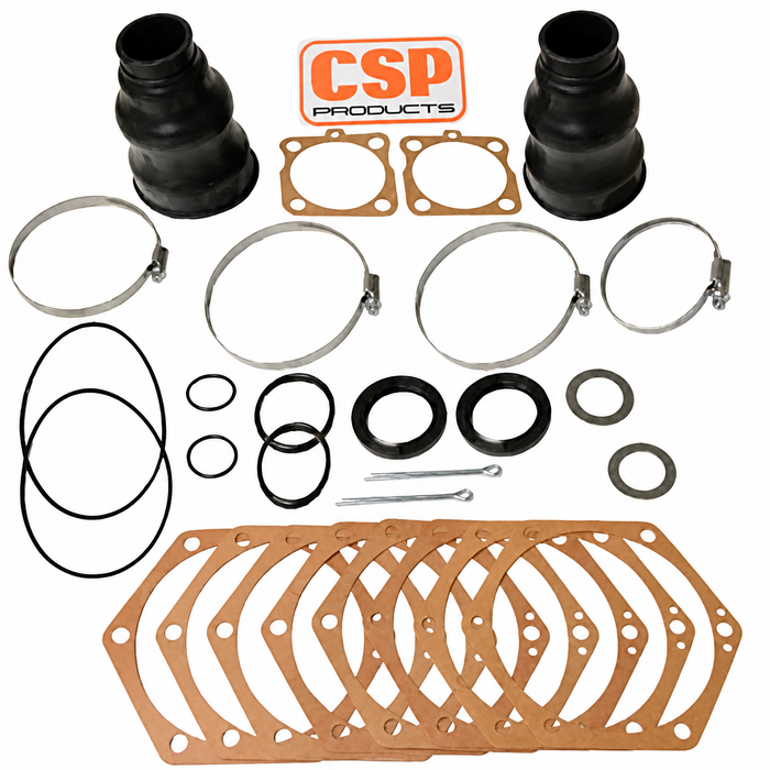 C24-311-598-051-DLX - 311598051 - GENUINE GERMAN - DELUXE SWING AXLE TUBE GASKET AND BOOT KIT - BEETLE 46-68 - GHIA 56-68 - BUS 50-67 - TYPE-3 62-68 - DOES BOTH SIDES - SOLD KIT