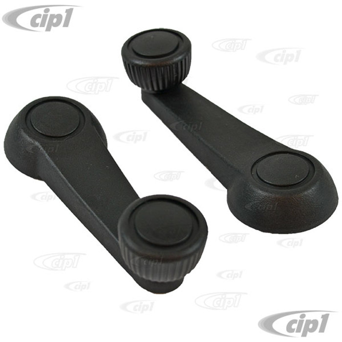 C24-321-837-581-PR - (321837581) EXCELLENT REPRODUCTION  WINDOW CRANK HANDLE WITH METAL REINFORCEMENT - BLACK - THICK SHANK ALL 68 ON (ORIGINAL ON BEETLE 75-79/BUS 75-79/VANAGON 80-91) - SOLD PAIR