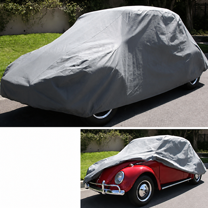 C26-100-051 - SILVER REFLECTIVE CUSTOM FITTED WATERPROOF CAR COVER - WITH STORAGE AND BAG - ALL BEETLE CONV. & SEDAN 46-77 - INCLUDING SUPER BEETLE - SOLD EACH