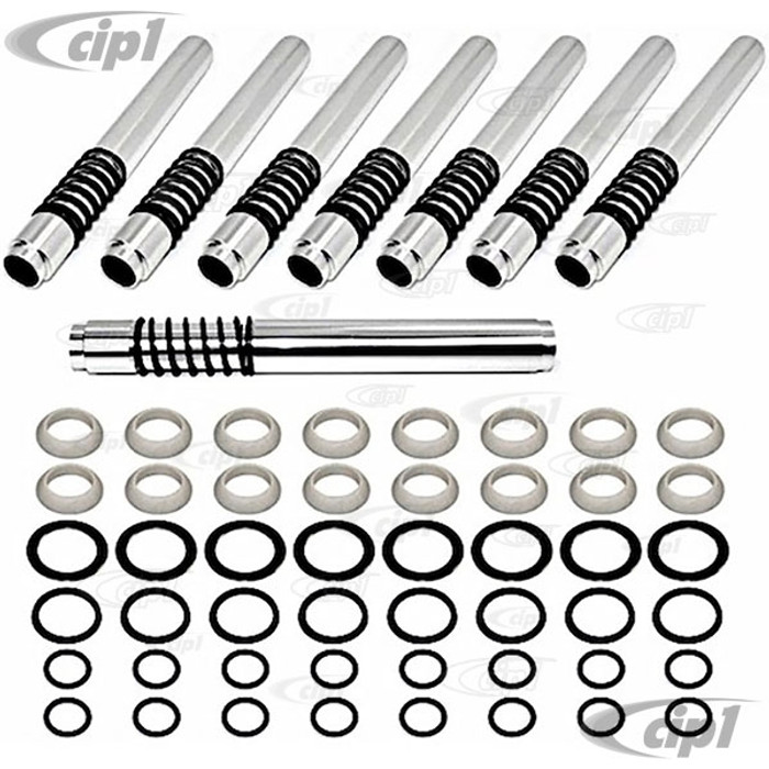 C26-109-367 - LARGE DIA. H-P MACHINED ALUMINUM ANODIZED SPRING-LOADED PUSHROD TUBES WITH SEALS - WITH DUAL O-RINGS DESIGN - SET OF 8 - ALL BEETLE STYLE 1600CC ENGINES - SET OF 8