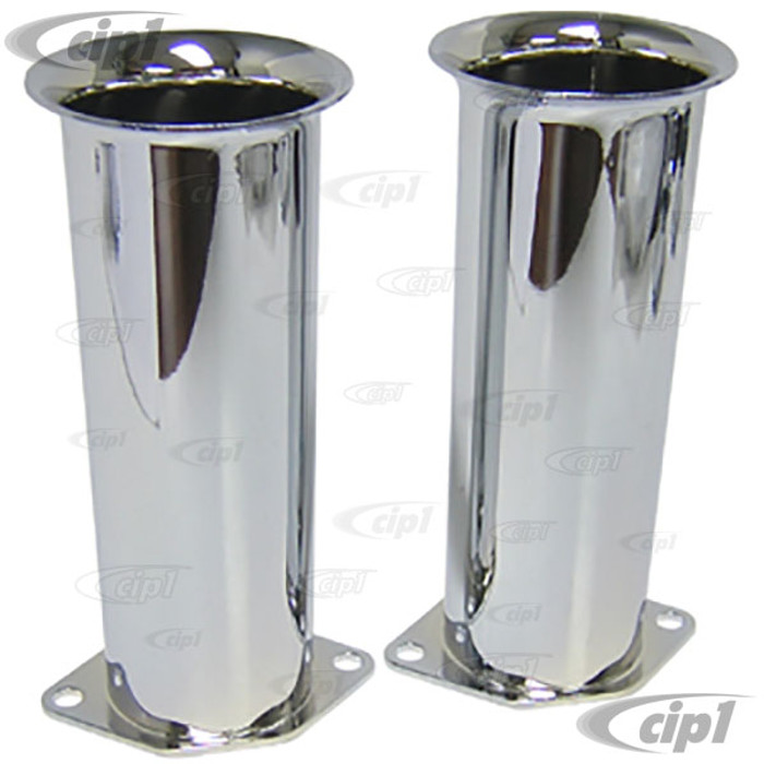 C26-129-202 - CHROME VELOCITY STACKS - 5-3/4 INCH TALL - FOR ALL WEBER IDF & DELLORTO DLRA CARBURETORS - PAIR