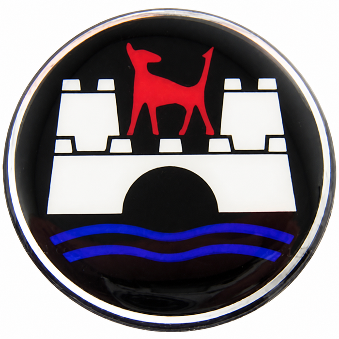 C26-601-581-4 - SET OF 4 - ROUND CASTLE LOGO EMBLEMS - FIT 857-003L & 857-013L BELTS - 45MM / 1-5/8 INCH DIAMETER - SOLD SET OF 4