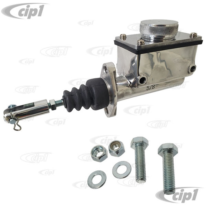 C26-799-520P - POLISHED HEAVY-DUTY REPLACEMENT 5/8 INCH MASTER CYLINDER WITH SHORT SQUARE RESERVOIR AND CAP - SOLD EACH