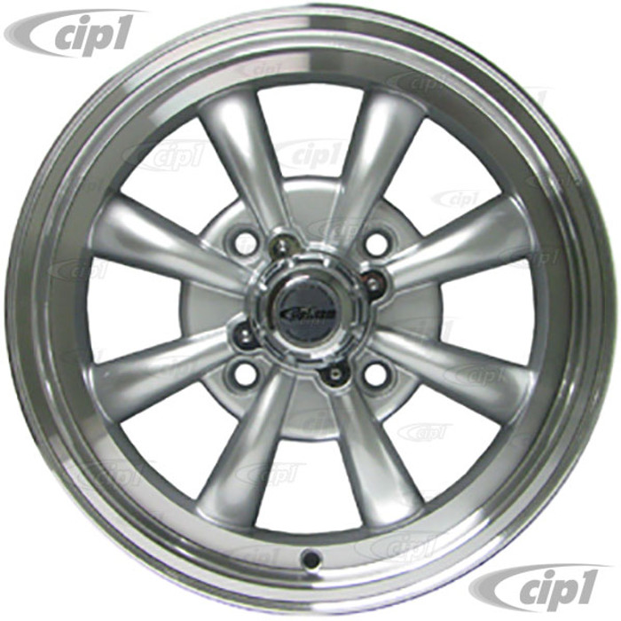 C32-E28S - SILVER 8 SPOKE ALUMINUM WHEEL - 5.5 INCH WIDE X 15 INCH DIA. WITH 4.6 IN. BACKSPACE - 4X130MM BOLT PATTERN - USES 60% ACORN HARDWARE - CENTER CAP INCLUDED - HARDWARE SOLD SEPARATELY - SOLD EACH - (A20)