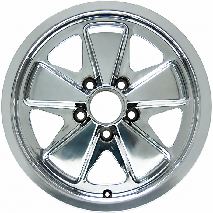 C32-FU551P - 911 STYLE 5 SPOKE ALUMINUM WHEEL - FULLY POLISHED - 5.5 INCH WIDE X 15 INCH DIA. - 5X112MM BOLT PATTERN (3-3/4 INCH BACKSPACE) - CENTER CAP AND HARDWARE SOLD SEPARATELY - SOLD EACH