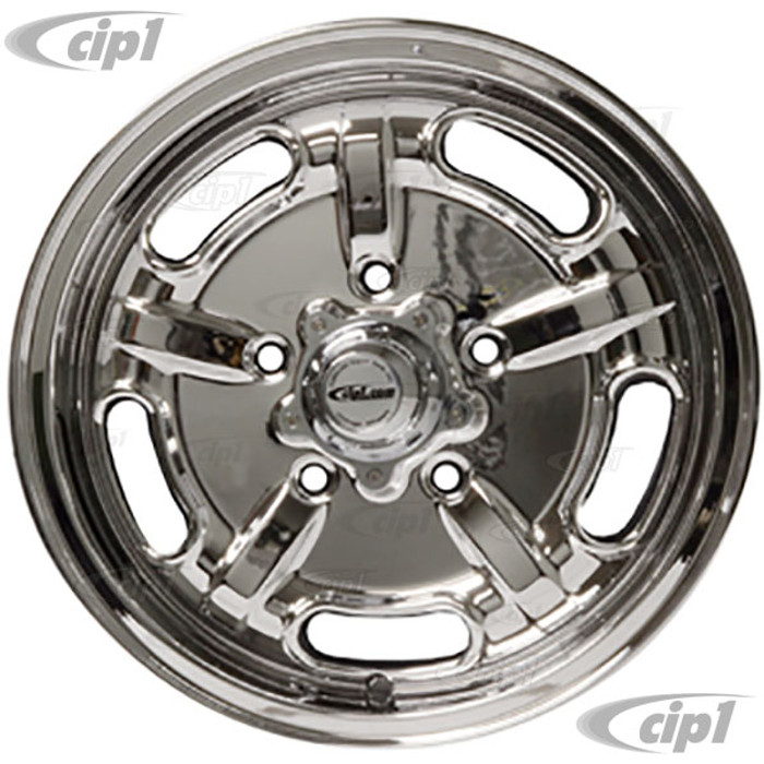 C32-SS5130-5515-C – CIP SS SUPER SPEED WHEEL W/CENTER AND VALVE STEM – FULLY CHROME PLATED - 15 INCH X 5.5 INCH WIDE - (BACKSPACING 4.63INCH ET+35) 5 BOLT X 130MM –  PATTERN - HARDWARE SOLD SEP. - SOLD EACH