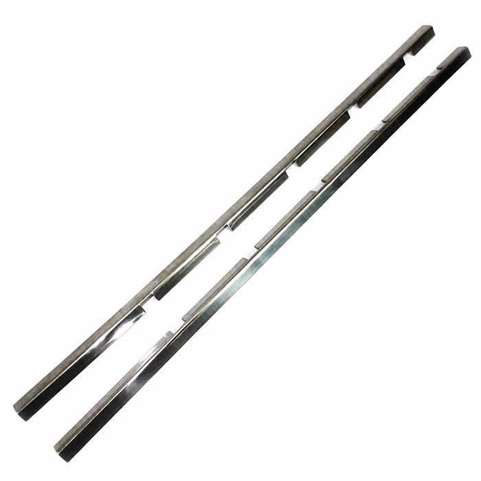 C33-S00266 - (211837813A - 211-837-813A) - GERMAN QUALITY FROM C&C U.K. - FRONT DOOR SLIDING WINDOW LATCH PLATES - STAINLESS STEEL - BUS 55-67 - SOLD PAIR