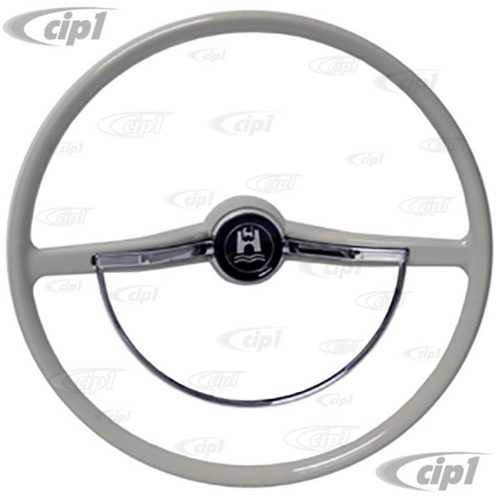C38-IN-213 - FLAT-4 - BEST QUALITY - (113-498-601 113498601) - BEST QUALITY - COMPLETE STEERING WHEEL KIT - SILVER BEIGE (LIGHT GREY) - 100% NEW - BEETLE SEDAN 62-71- BEETLE CONV. 62-70 - GHIA 62-71 - TYPE-3 62-71 (INCLUDES CANCELLATION RING)