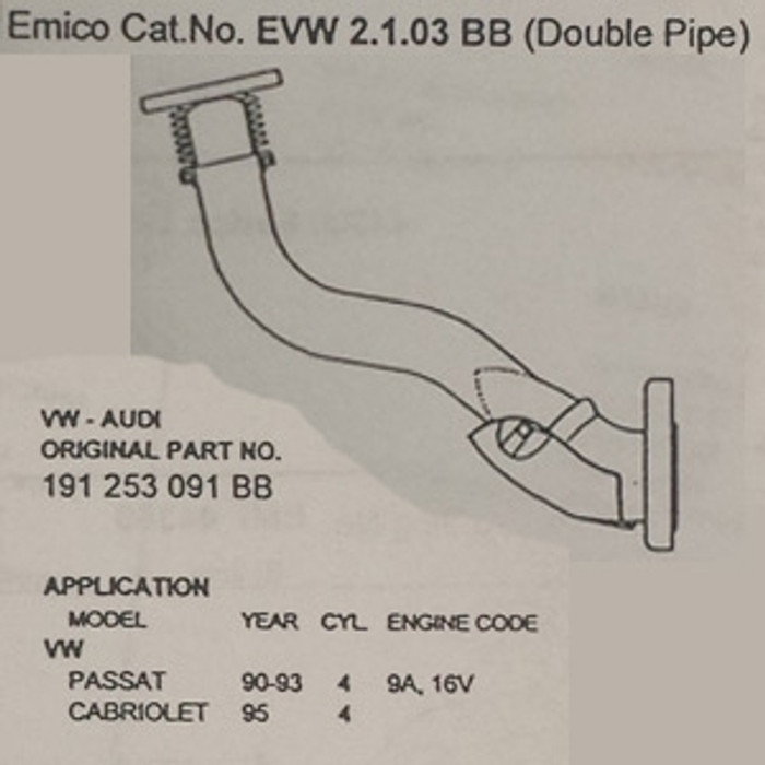 EMI-2-1-03-BB - DUAL DOWN PIPE - PASSAT 90-93 (9A 16V) - (A10)