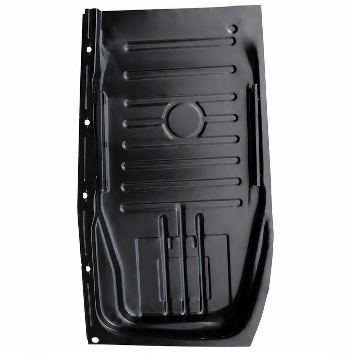 VNG-95-13-76-3 - LEFT REAR FLOOR PAN 1/2 SECTION WITH OUTER BOLTING RAIL - BEETLE 73-79 (SEAT RAIL NOT INC.) - BLACK OR GALVANIZED COATING MAY VARY - SOLD EACH
