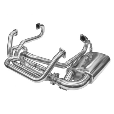 C13-3769 - EMPI - C19-251-58-SS - STAINLESS STEEL 1-5/8 INCH MERGED  SIDEFLOW EXHAUST SYSTEM WITH STAINLESS STEEL MUFFLER - WITH S/STEEL V-BAND  