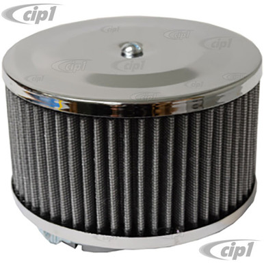 C13-8970 - EMPI - AIR CLEANER FOR STOCK VW AIRCOOLER CARBURETOR - 6-3/8  INCH WITH CHROME TOP - 3-1/2 INCH HIGH - WASHABLE AND REUSEABLE GAUZE  ELEMENT